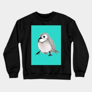 Cute Bird - Aqua & Green Striped Background Crewneck Sweatshirt